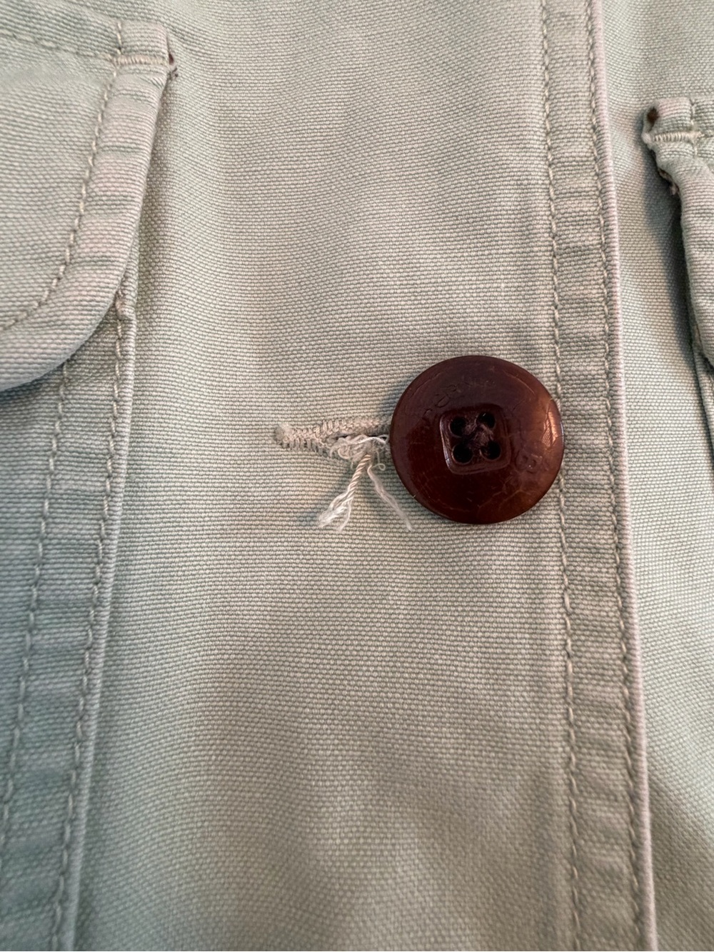 L.L. Bean Mint Green Cotton Utility Barn Jacket with Tan Corduroy Collar - Picture 11 of 12